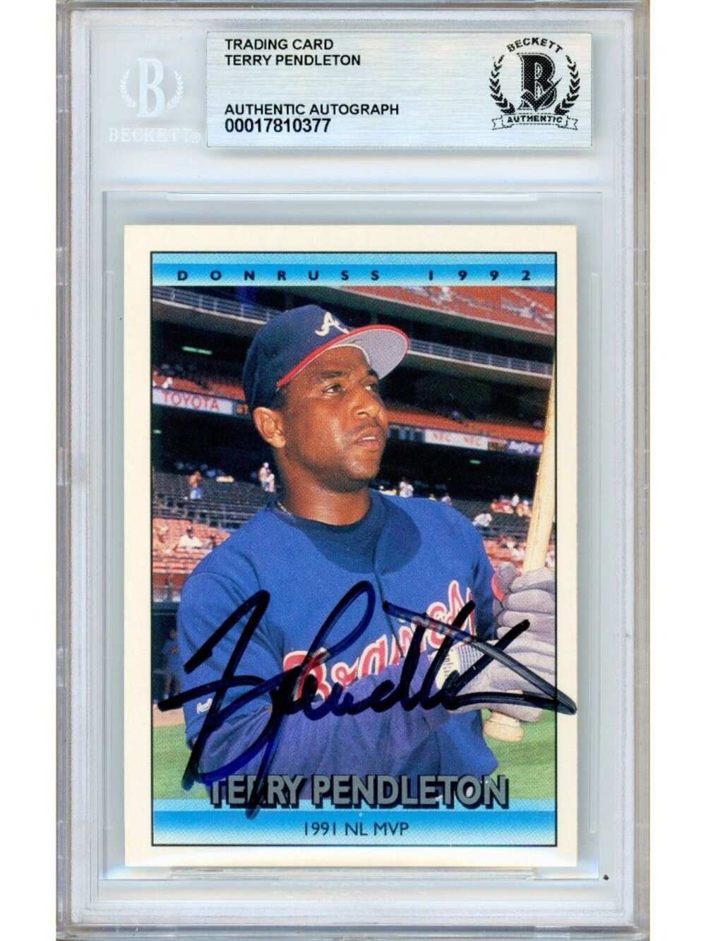 Terry Pendleton Signed 1992 Donruss #BC2 Atlanta Braves BAS Slab Auto NL MVP MLB